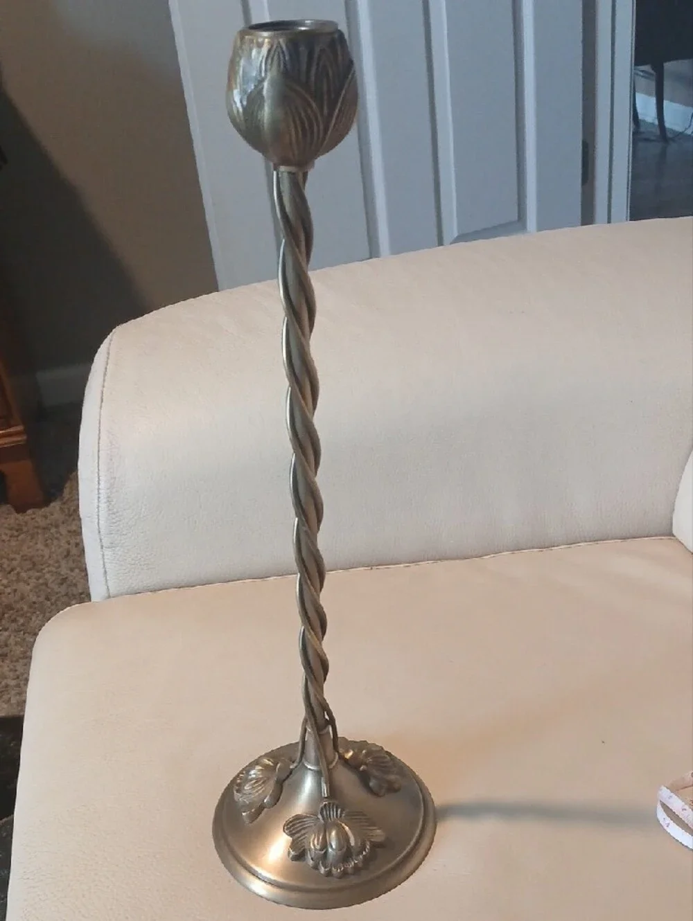 Tall Twisted Stem Decorative Brass Candle Holder